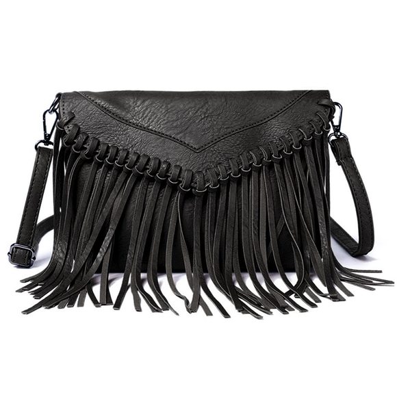 Vintage Fringe Purse Fringe Hobo Bags Vegan Leather Tassel Hiie B) - Picture 1 of 7